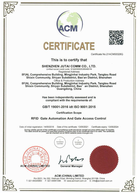 China Shenzhen Jutai Comm Co., Ltd. certification