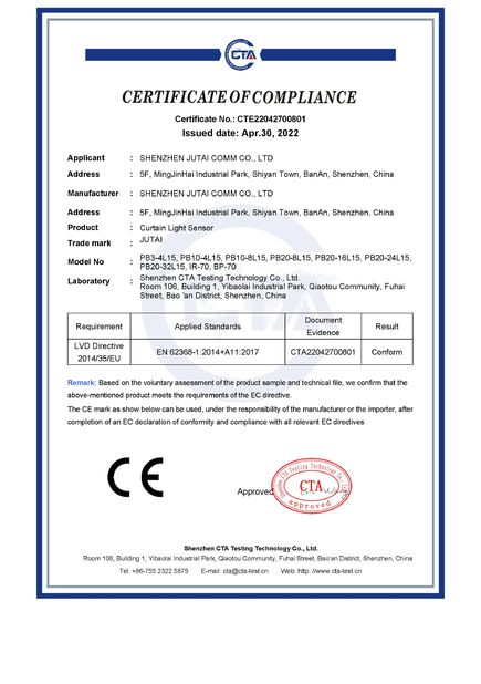 China Shenzhen Jutai Comm Co., Ltd. certification